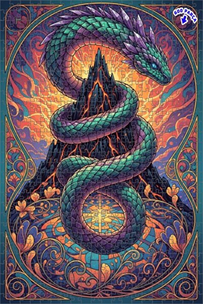 Teona Ahşap لغز خشبي مزدوج الطبقات بإطار فني حلزوني على شكل جبل ناري، 600 قطع...