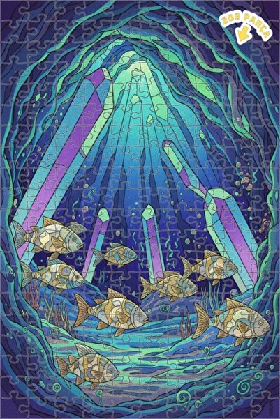 Teona Ahşap لغز خشبي بإطار مزدوج الطبقات بمظهر لوحة زيتية لحزمة أسماك الكهف ا...