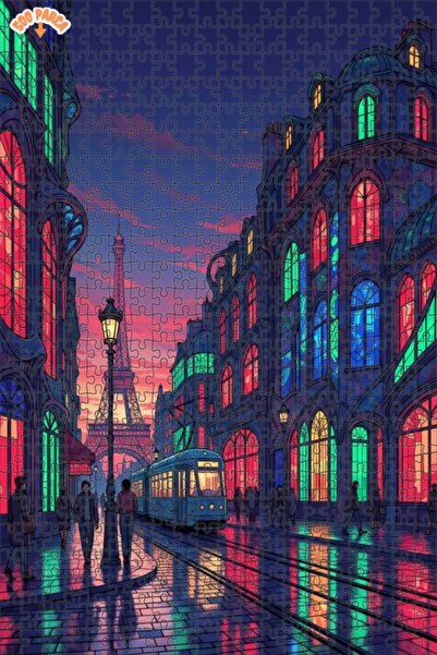 Teona Ahşap لغز خشبي بإطار ذو طابقين بمظهر لوحة زيتية لإضاءات باريس 500 قطعة ...