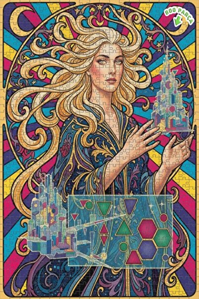 Teona Ahşap لغز خشبي مؤطر بطبقتين بمظهر لوحة زيتية لمرأة مهندسة معمارية في ال...