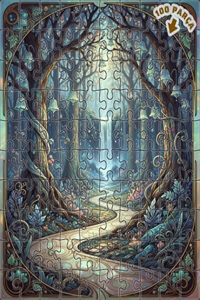 Teona Ahşap لغز فني بمظهر لوحة زيتية لشلال الغابة السحرية 100 قطعة 25×25