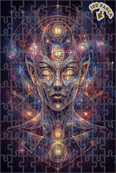 Teona Ahşap لغز خشبي بإطار مزدوج الطبقات بمظهر توضيحي فلكي كوني 100 قطعة 25×25