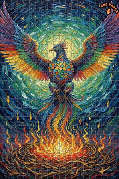 Teona Ahşap لغز خشبي بإطار ذو طبقتين بمظهر لوحة زيتية لطائر الفينيق السماوي 4...