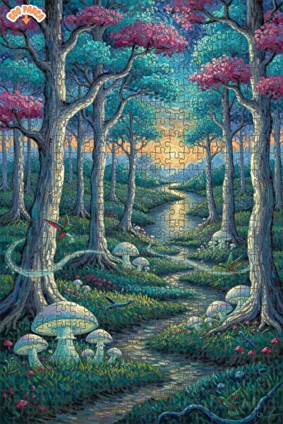 Teona Ahşap لغز خشبي بمظهر لوحة زيتية لاستكشاف الغابة السحرية 500 قطعة 50×30