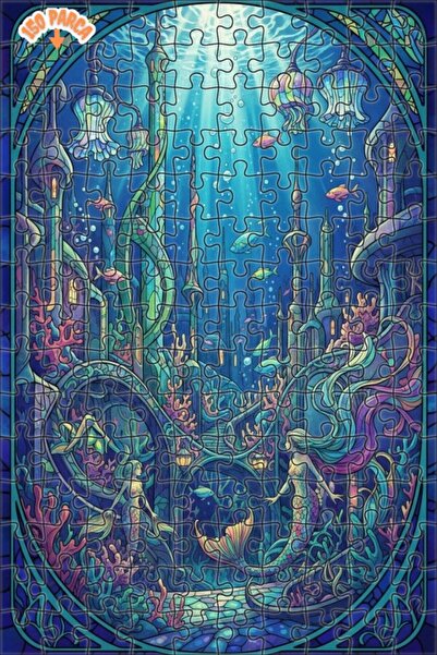 Teona Ahşap لغز خشبي بإطار ذو طابقين بمظهر فن الفسيفساء لملكة حورية البحر 150...