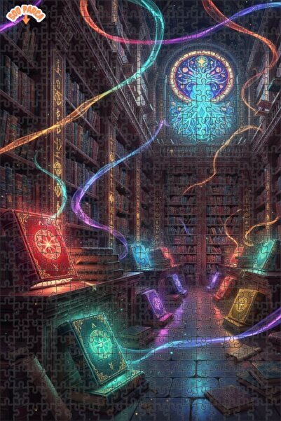 Teona Ahşap لغز خشبي مؤطر بطبقتين على شكل مكتبة سحرية، 500 قطعة، 50×30