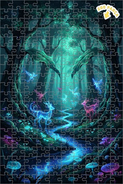 Teona Ahşap لغز خشبي مؤطر من طبقتين بتصميم الغابات السحرية والغزلان والجنات، ...