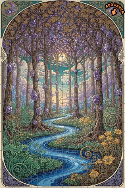 Teona Ahşap لغز خشبي بتصميم غابة كريستالية سحرية بمظهر مائي 400 قطعة 35×35