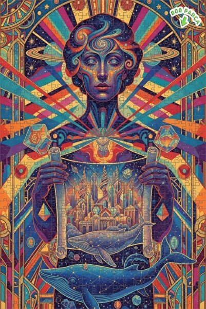 Teona Ahşap لغز خشبي بمظهر لوحة زيتية لمدينة الحوت الكوني 800 قطعة 70×50