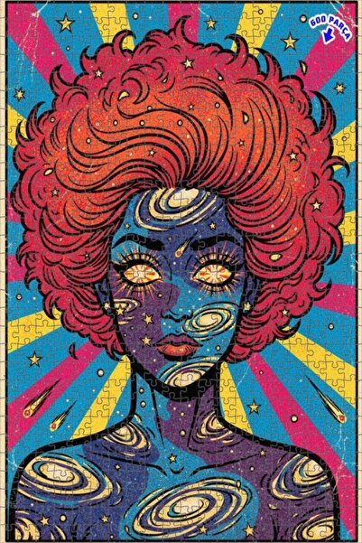 Teona Ahşap Space Woman Galaxy Pattern Double Layer Framed Wooden Puzzle 600 ...