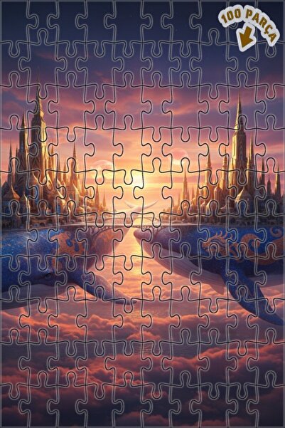 Teona Ahşap لوحة زيتية رائعة لمنظر مدينة الحوت، لغز خشبي بإطار مزدوج الطابق، ...