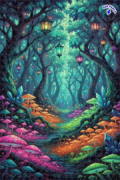 Teona Ahşap ألغاز خشبية مؤطرة بطبقتين بمظهر لوحة زيتية لغابات سحرية 600 قطعة ...