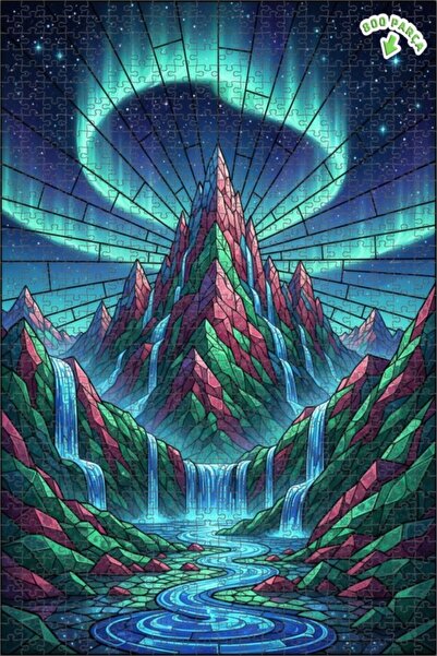 Teona Ahşap ألغاز خشبية مؤطرة بطبقتين بتصميم فني من الزجاج الملون لشلالات الج...