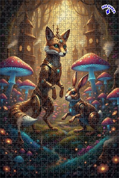 Teona Ahşap لغز خشبي ميكانيكي بالبخار على شكل ثعلب الغابة والأرنب، طابقين مع ...