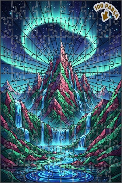 Teona Ahşap ألغاز خشبية مؤطرة بطبقتين بتصميم فني للزجاج الملون لشلالات الجبال...