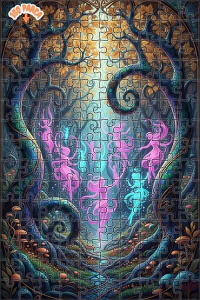 Teona Ahşap لغز خشبي بإطار مزدوج الطبقات بمظهر لوحة زيتية لرقصة الغابة الخيال...