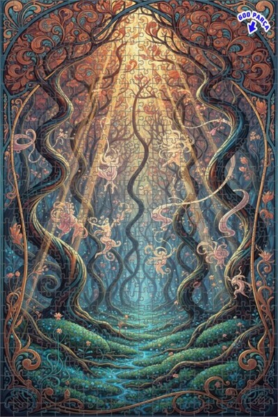 Teona Ahşap لغز خشبي مؤطر بطبقتين بتصميم فني يشبه اللوحة الزيتية لجنية الغابة...