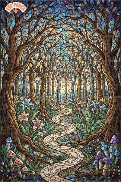 Teona Ahşap لغز خشبي مؤطر بطبقتين من مسار الغابة السحرية 150 قطعة 20x30