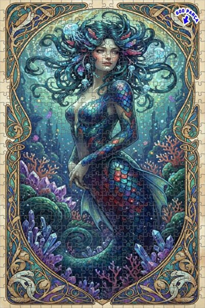 Teona Ahşap لوحة فنية سحرية على شكل حورية البحر، لوحة زيتية ذات مظهر مميز، لغ...