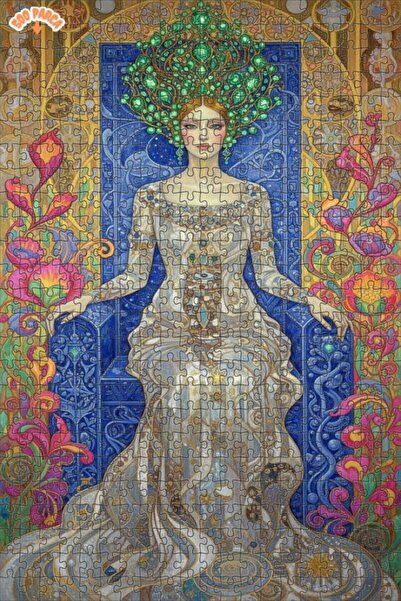 Teona Ahşap Art Nouveau Queen Double Layer Framed Wooden Puzzle 500 Pieces 50X30