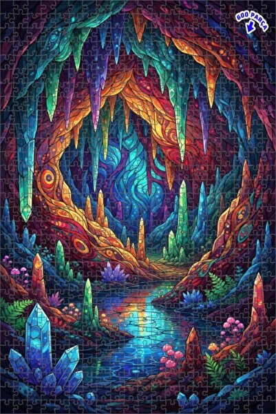 Teona Ahşap لغز خشبي بمظهر الكهف الكريستالي الرائع 600 قطعة 50×35