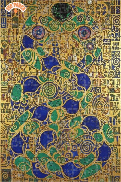 Teona Ahşap لوحة زيتية بنمط الثعبان الذهبي على طراز غوستاف كليمت، لوحة خشبية ...