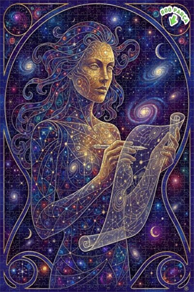 Teona Ahşap لغز خشبي مؤطر بمظهر الألوان المائية لامرأة الحكمة الكونية 800 قطع...