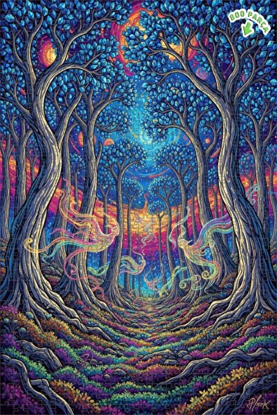 Teona Ahşap لغز خشبي مؤطر بطبقتين بمظهر لوحة زيتية يشبه نسيم الغابة السحرية 8...