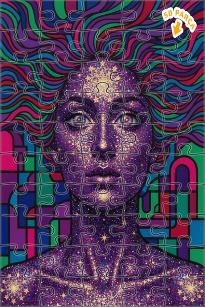 Teona Ahşap Galaxy Women's Masterpiece Double Layer Framed Wooden Puzzle 50 P...