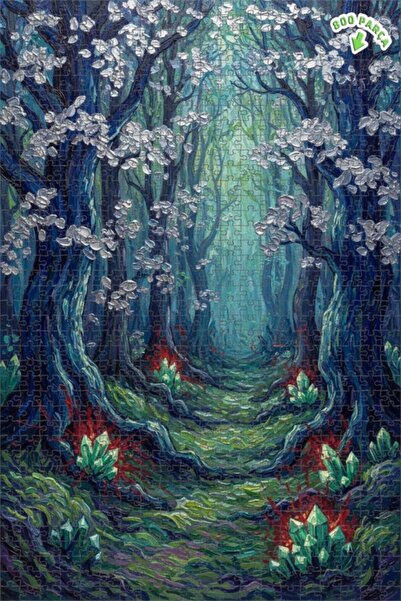 Teona Ahşap لغز خشبي مؤطر بطبقتين بمظهر لوحة زيتية لمسار الكريستال الغابة الغ...