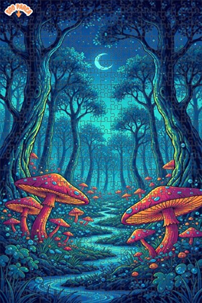 Teona Ahşap لغز خشبي مؤطر بطبقتين بمظهر لوحة زيتية لفطر الغابة السحرية 500 قط...