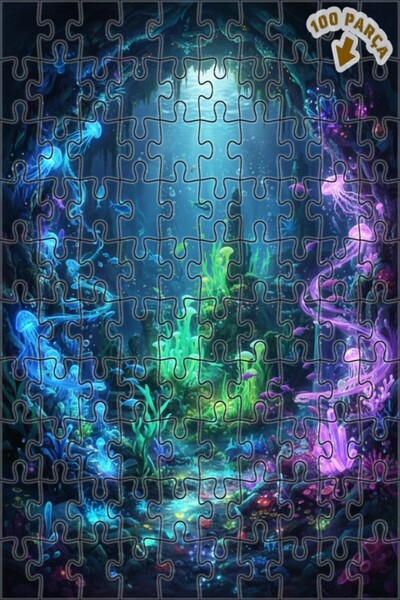 Teona Ahşap لغز خشبي مؤطر بطبقتين بمظهر لوحة زيتية لكهف بحري غامض 100 قطعة 25×25