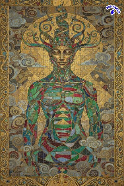 Teona Ahşap لغز خشبي بإطار مزدوج الطبقات بمظهر لوحة زيتية ذهبية اللون 600 قطع...