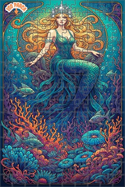 Teona Ahşap لوحة فنية على شكل حورية البحر، لغز خشبي بإطار مزدوج الطبقات، 150 ...