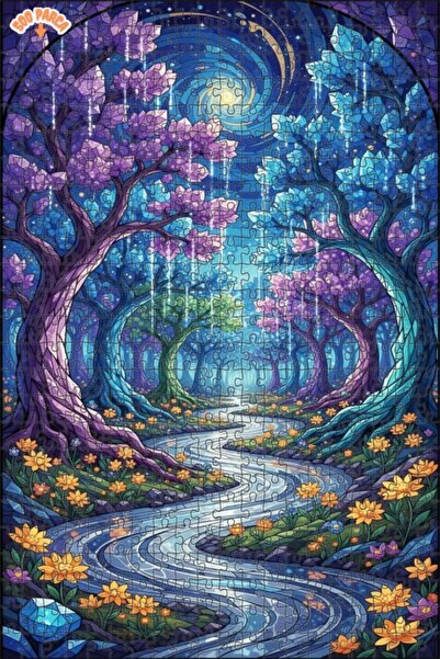 Teona Ahşap لغز خشبي بإطار مزدوج الطبقات من الفن الزجاجي الملون لـ "كريستال أ...