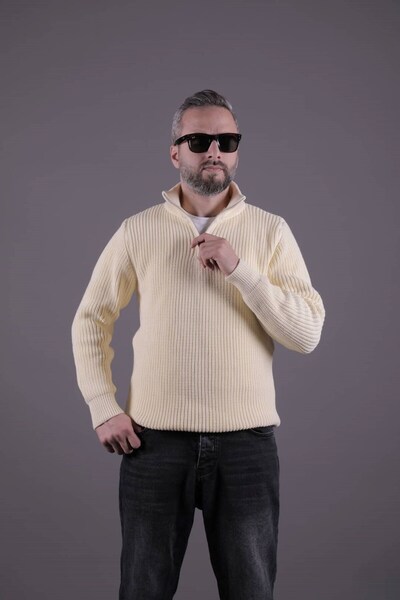 OHEPMODA سترة رجالية سميكة بسحاب نصفي