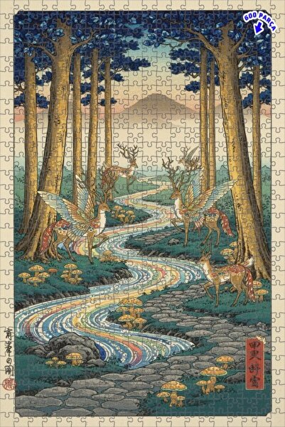 Teona Ahşap لغز خشبي مؤطر بطبقتين من شركة فايرليد غيرز فورست ريفر 600 قطعة 50x35