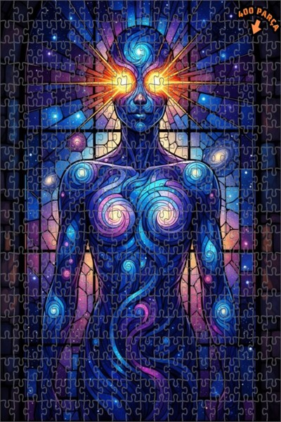 Teona Ahşap لغز خشبي بإطار مزدوج الطبقات من الزجاج الملون بتصميم رؤية إنسانية...