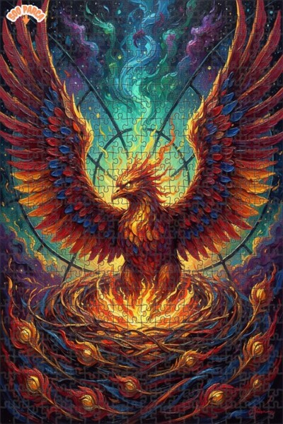 Teona Ahşap لغز فني على شكل طائر الفينيق بمظهر لوحة زيتية 500 قطعة 50×30