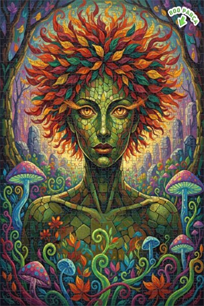 Teona Ahşap لغز خشبي مؤطر بطبقتين بمظهر لوحة زيتية لجنية الغابة الغامضة 800 ق...