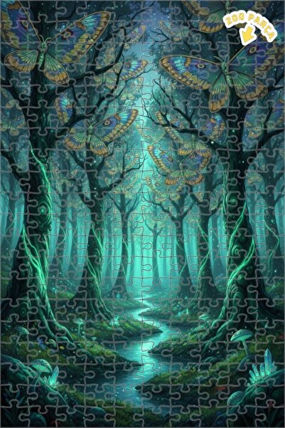 Teona Ahşap لغز خشبي مؤطر بطبقتين بمظهر لوحة زيتية لفراشات الغابة السحرية 200...