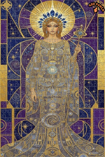 Teona Ahşap لغز خشبي مؤطر بطبقتين على طراز غوستاف كليمت بتصميم فني تجريدي ذهب...