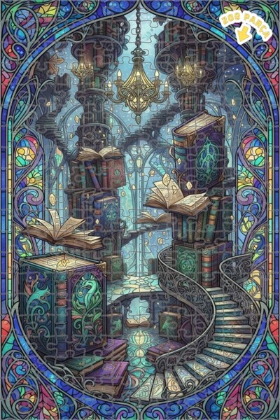 Teona Ahşap لغز خشبي مؤطر بطبقتين من فن الفسيفساء الزجاجي للمكتبة السحرية 200...