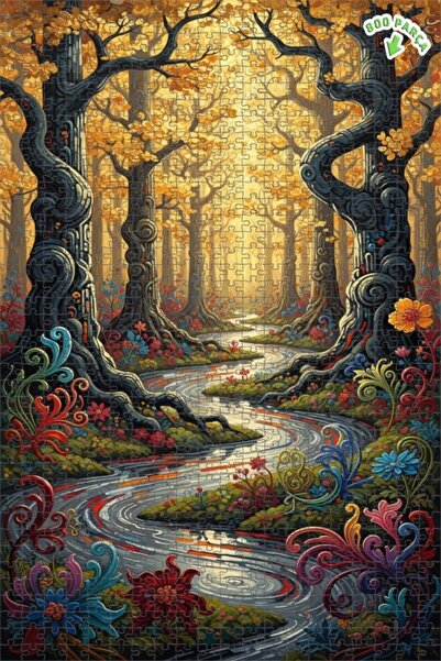 Teona Ahşap لغز خشبي بمظهر لوحة زيتية لغابة سحرية 800 قطعة 70×50