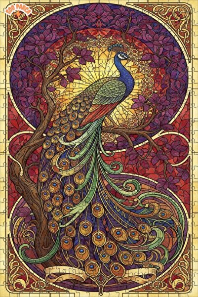 Teona Ahşap Majestic Peacock Artwork Double Layer Framed Wooden Puzzle 500 Pi...