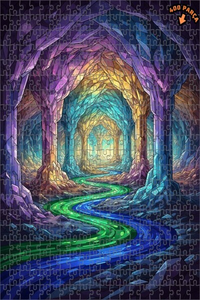 Teona Ahşap لغز خشبي بإطار مزدوج الطبقات بمظهر نهر الكهف الكريستالي الملون با...