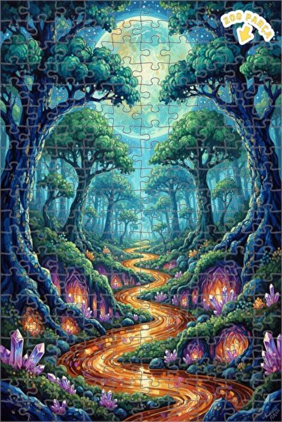 Teona Ahşap لغز خشبي بإطار مزدوج الطبقات بمظهر لوحة زيتية، يصور غابة خرافية و...