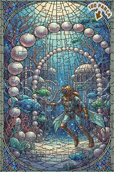 Teona Ahşap لوحة فنية رائعة لاستكشاف الغواصات تحت الماء بمظهر اللوحات الزيتية...