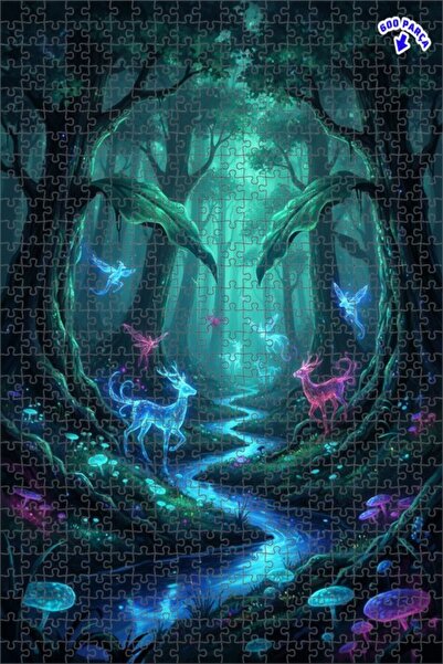 Teona Ahşap لغز خشبي مؤطر بطبقتين من الفن الرقمي لغزلان الغابة السحرية وجنات ...