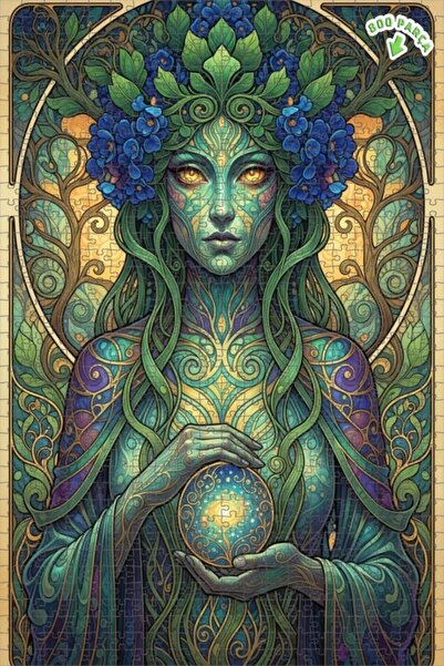 Teona Ahşap Nature Mother Oil Painting Look Art Trend Double-Decker Framed Wo...